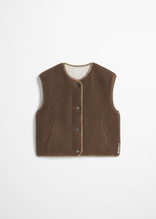 Reversible Quilted Vest, Regular Fit — Milky Brown