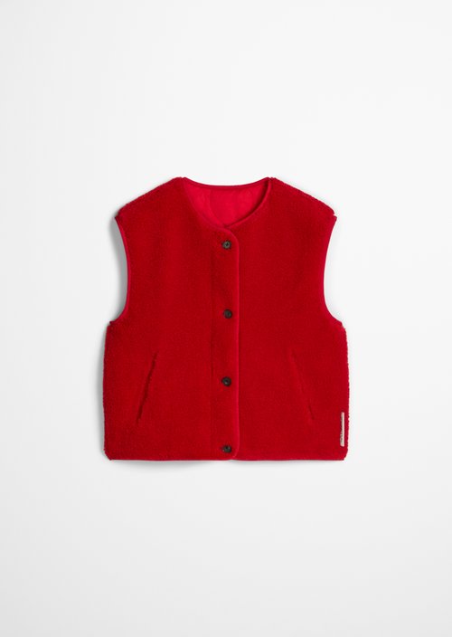 Reversible Quilted Vest, Regular Fit — Sunny Red