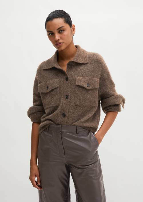 Regular Cardigan Soft Brown Melange in front view