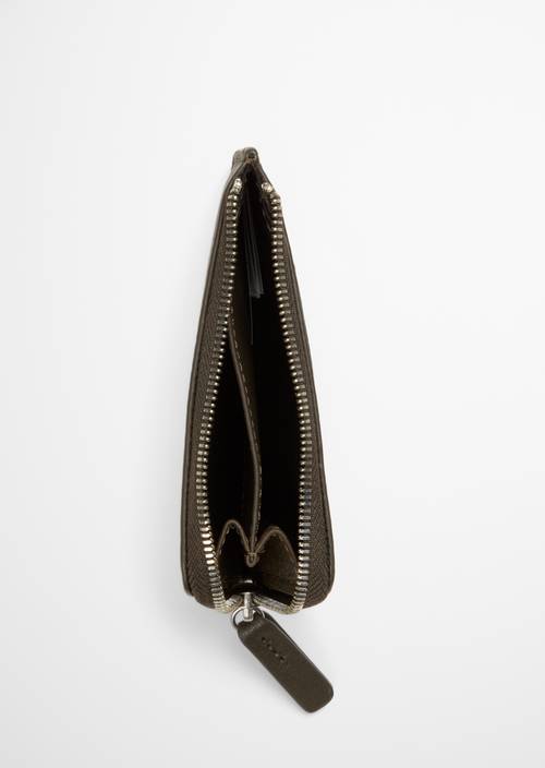 Zipper-Börse Model Timon Dusty Olive geöffnet dargestellt