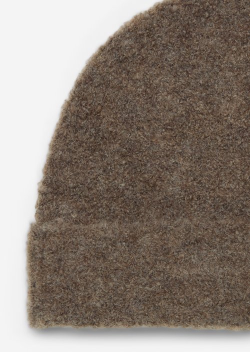 Bouclé Beanie — Stone Taupe Melange