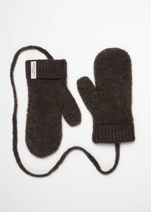 Bouclé-wanten Stone Brown Melange in vooraanzicht
