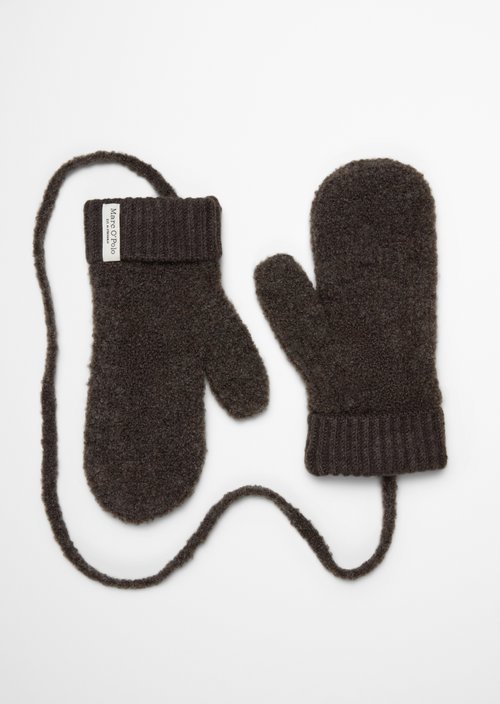 Bouclé Mittens — Stone Brown Melange