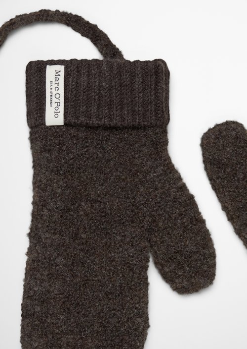 Bouclé Mittens — Stone Brown Melange