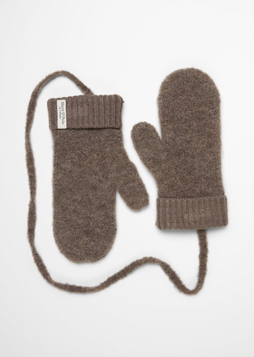 Bouclé Mittens — Stone Taupe Melange