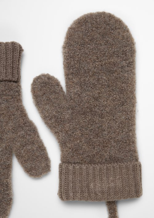 Bouclé Mittens — Stone Taupe Melange