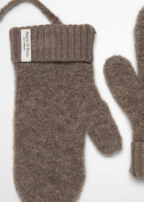 Bouclé Mittens — Stone Taupe Melange