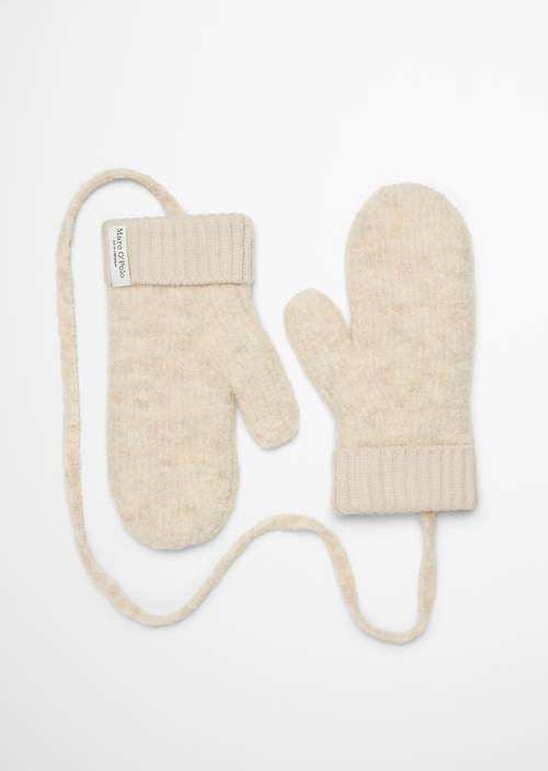 Bouclé Mittens Light Stone Melange in front view