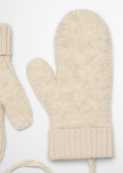 Bouclé Mittens — Light Stone Melange