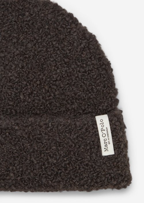 Bouclé Beanie — Stone Brown Melange