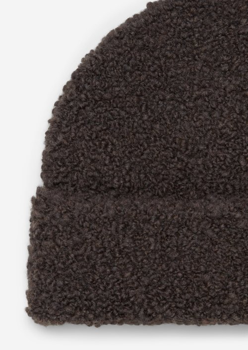 Bouclé Beanie — Stone Brown Melange