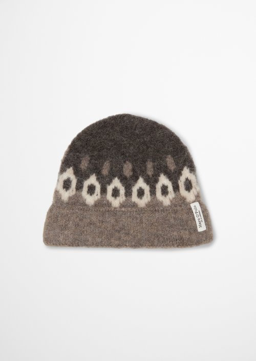 Jacquard Beanie — Dark Brown