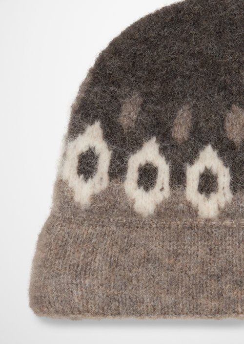 Jacquard Beanie — Dark Brown