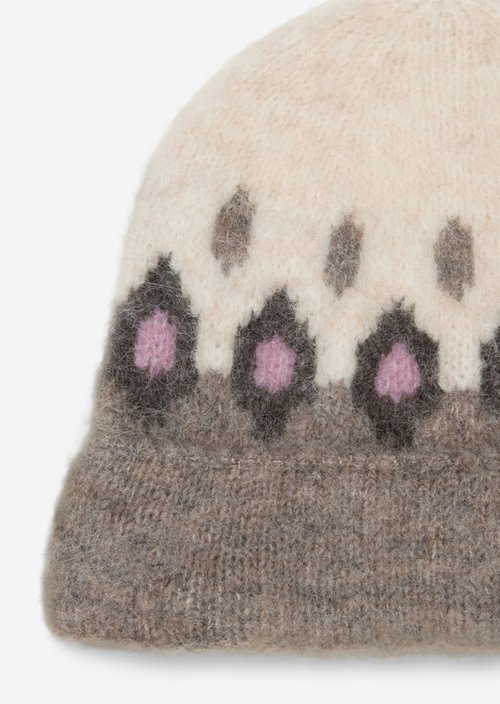 Jacquard Beanie — Light Beige
