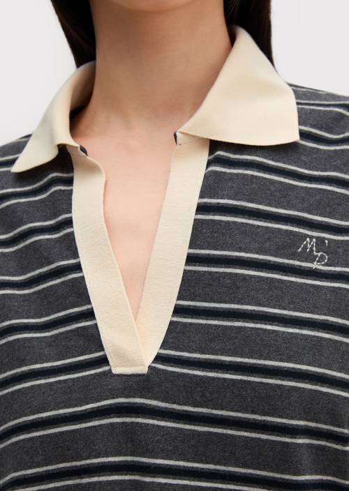 Langarm-Poloshirt relaxed Dark Grey in Detailansicht