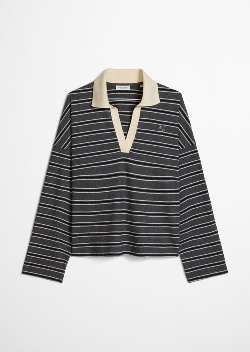 Relaxed-Fit Long-Sleeve Polo Shirt — Dark Grey