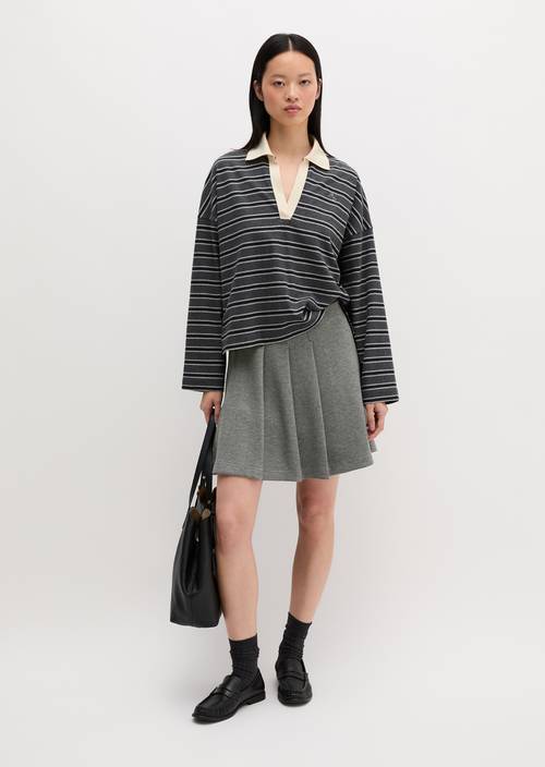 Langarm-Poloshirt relaxed Dark Grey in Frontalansicht
