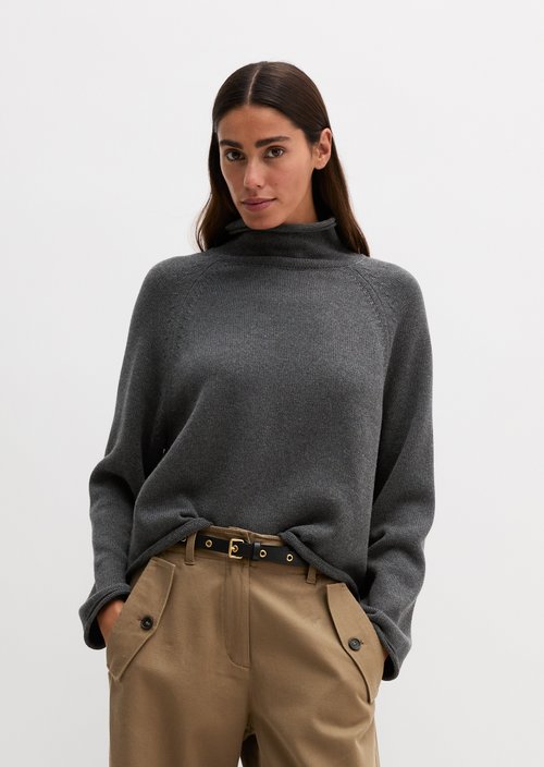 Loose-fitting turtleneck sweater — Middle Grey Melange