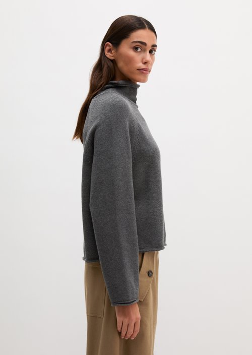 Loose-fitting turtleneck sweater — Middle Grey Melange