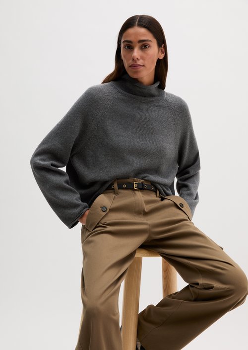 Loose-fitting turtleneck sweater — Middle Grey Melange