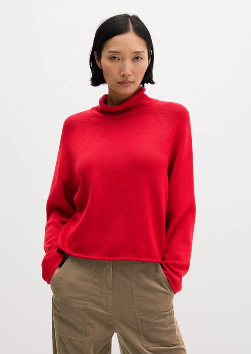 Rollkragenpullover loose Sunny Red in Frontalansicht