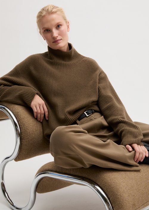Ribbed Sweater, Regular Fit — Milky Brown