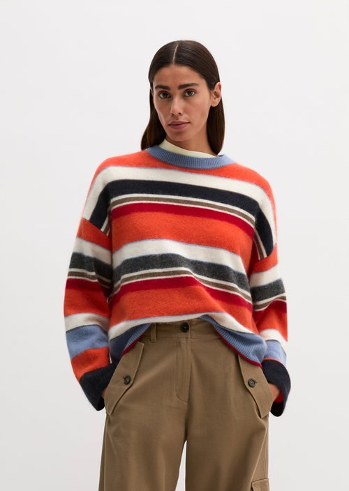 Loose-fitting knit sweater — Medium Orange