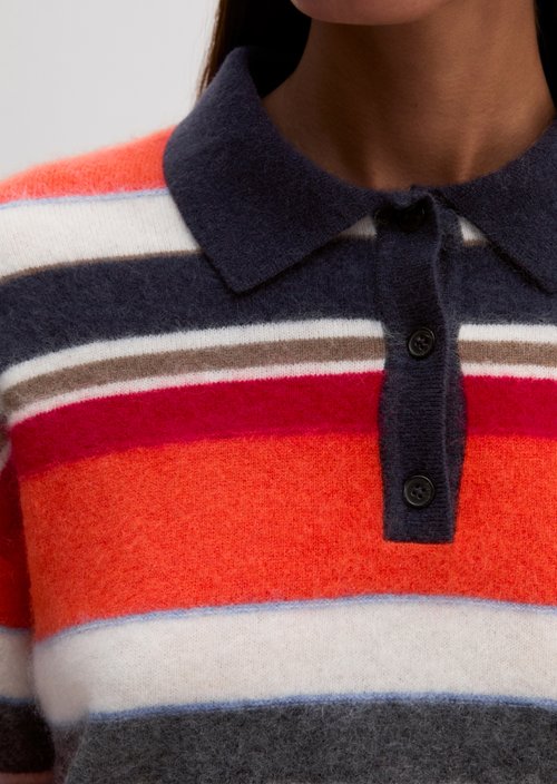 Loose-Fit Polo Knit Sweater — Medium Orange