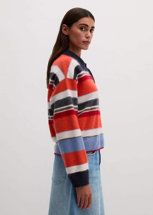 Loose-Fit Polo Knit Sweater — Medium Orange