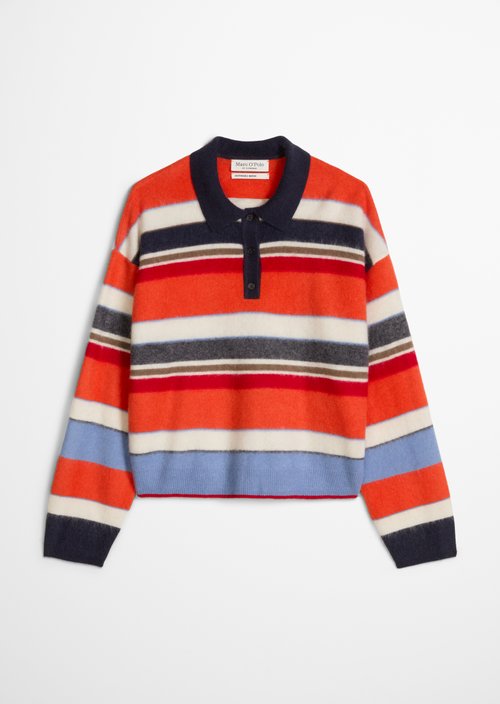 Loose-Fit Polo Knit Sweater — Medium Orange