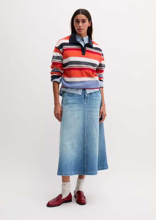 Loose-Fit Polo Knit Sweater — Medium Orange