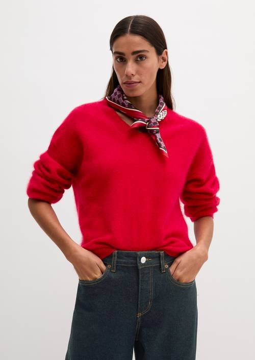 Pull en maille coupe classique Sunny Red en vue de face