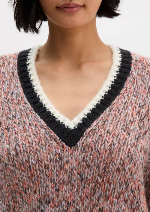 Fluffy V-Neck Sweater, Regular Fit Medium Blue in detail view