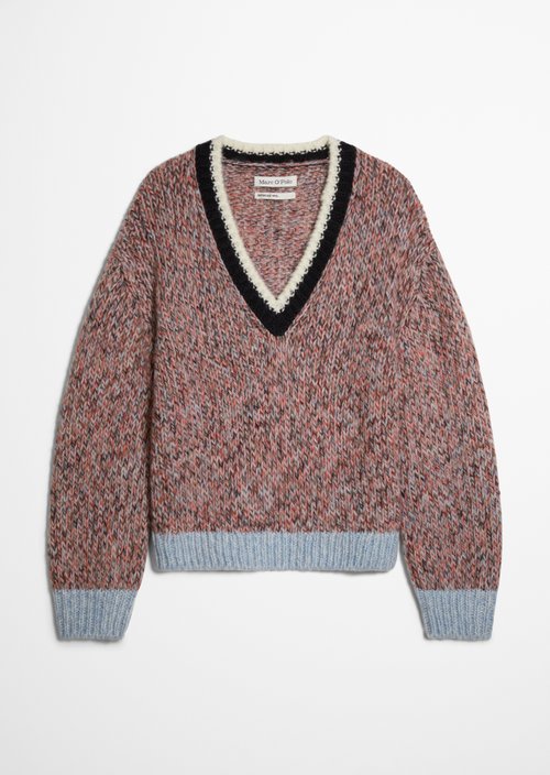 Fluffy V-Neck Sweater, Regular Fit — Medium Blue