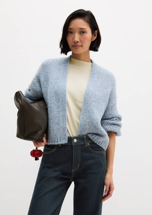 Fluffy-Cardigan regular Light Blue in Frontalansicht