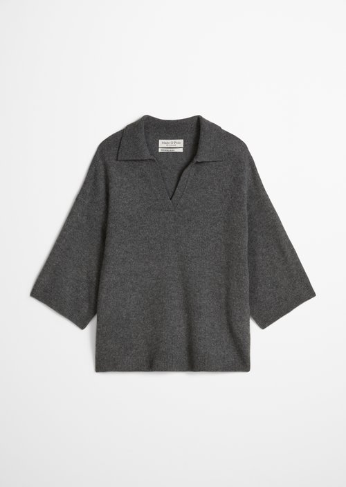Loose-fitting knit polo shirt — Middle Grey Melange