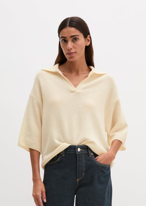 Loose-fitting knit polo shirt — Chalky Sand