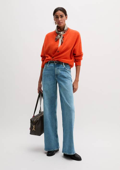 Oversized Cardigan Vivid Orange in front view