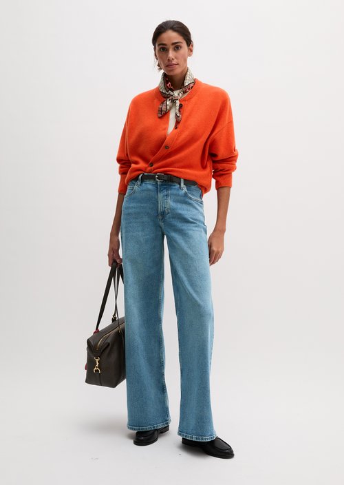 Oversized Cardigan — Vivid Orange
