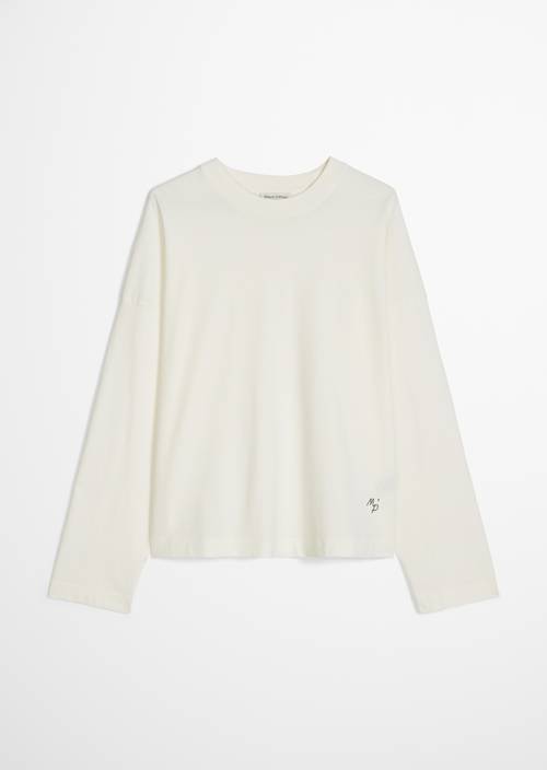 Camiseta de manga larga oversize White Cotton en vista aislada sin modelo