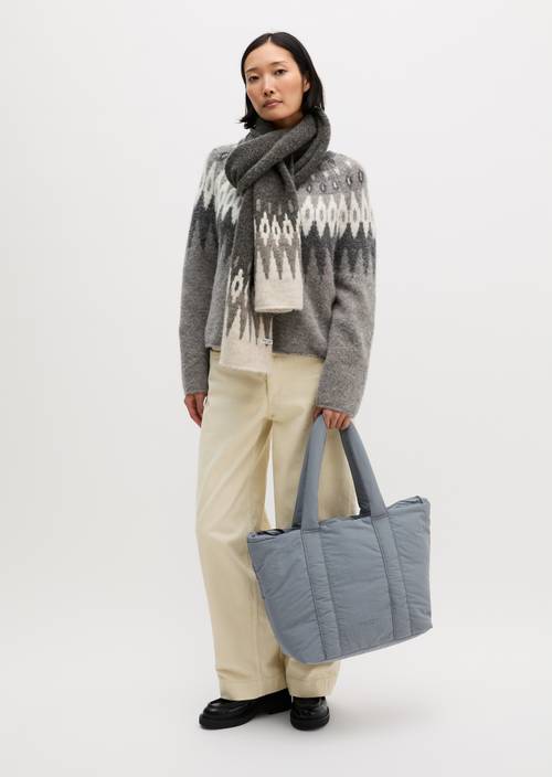 Leva Nylon Tote Bag Dusk Blue worn on model