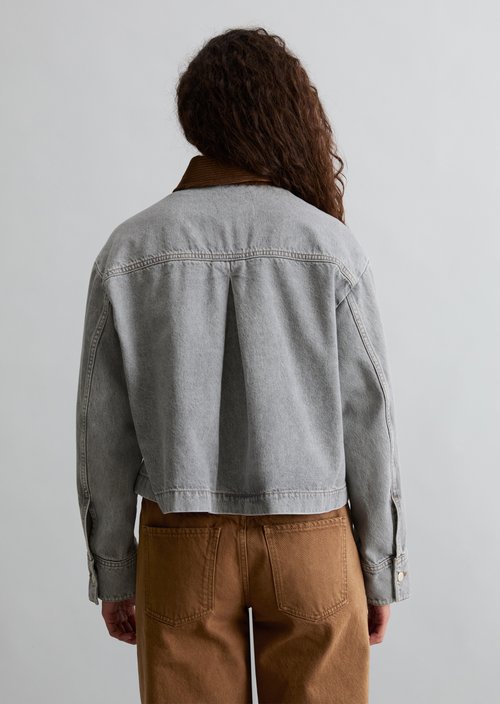 Loose-fitting barn-style denim jacket — Light Grey