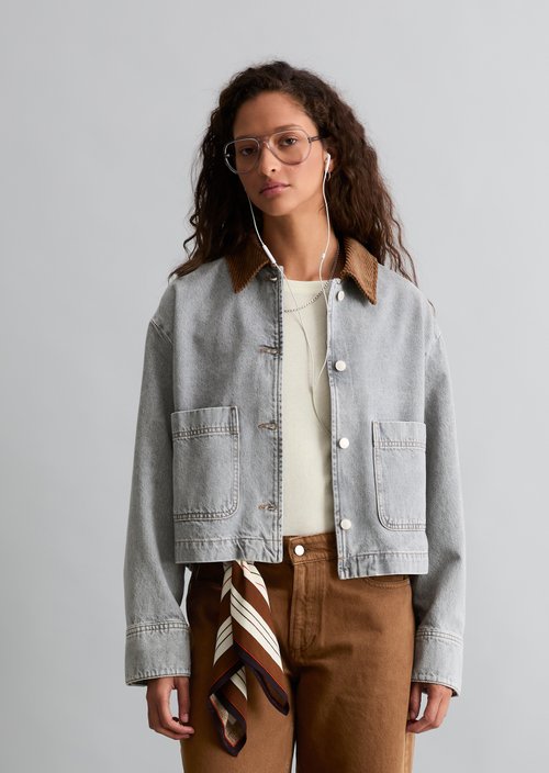 Loose-fitting barn-style denim jacket — Light Grey