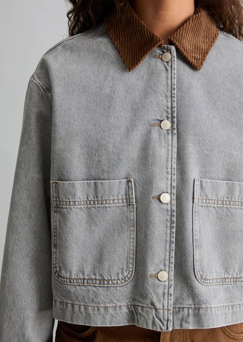 Veste en jean ample, style « barn » Light Grey en vue détaillée