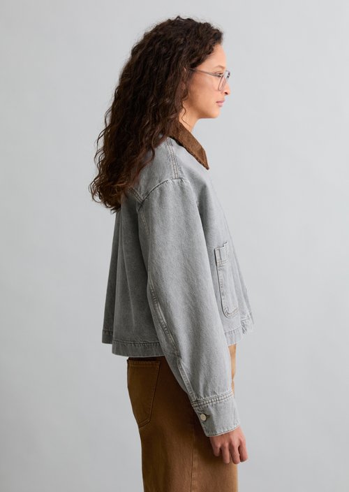 Loose-fitting barn-style denim jacket — Light Grey