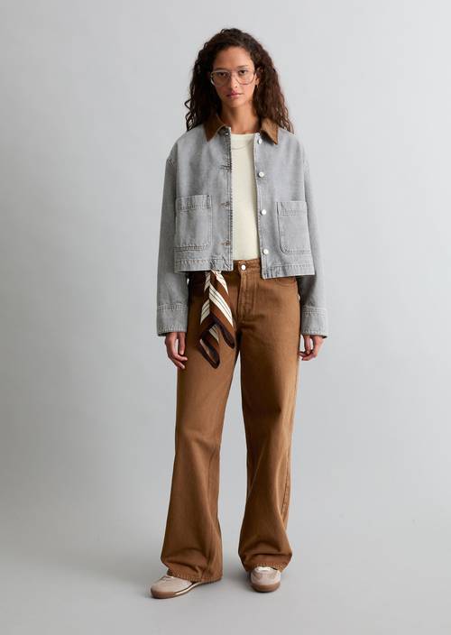 Veste en jean ample, style « barn » Light Grey en vue de face