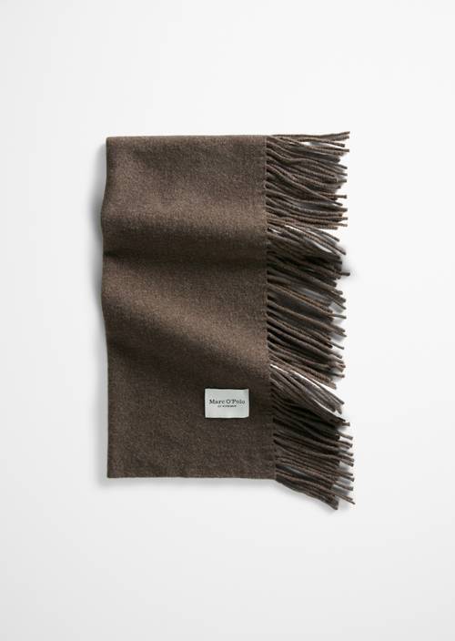 Tkaný vlněný šál Stone Brown Melange v předním pohledu
