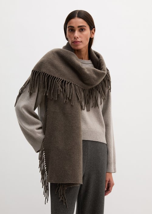 Gewebter Wollschal — Stone Brown Melange