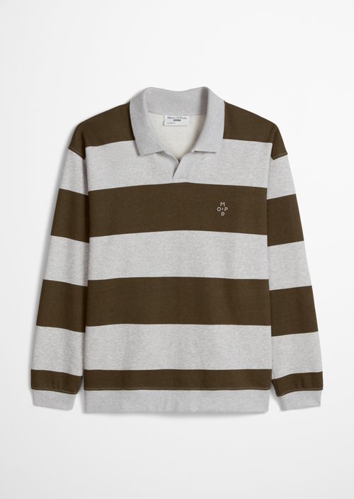 Relaxed-fit Sweatshirt with Polo Collar — Dark Brown