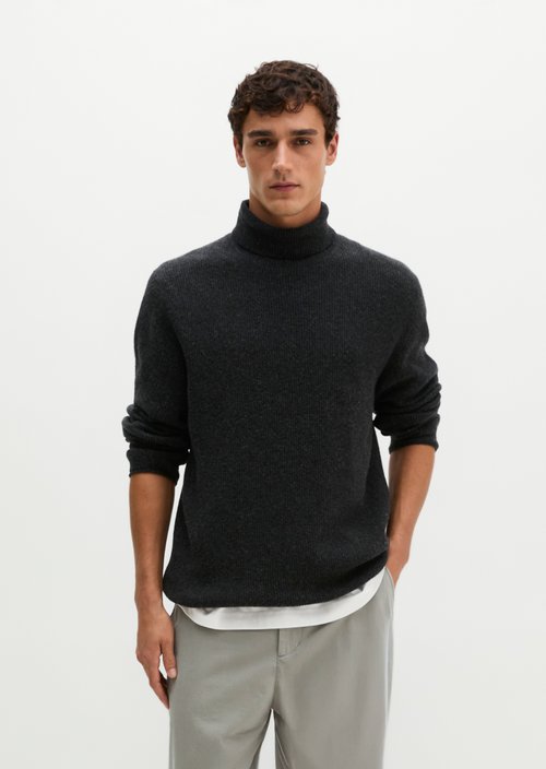Regular-fit turtleneck sweater — Dark Grey Melange